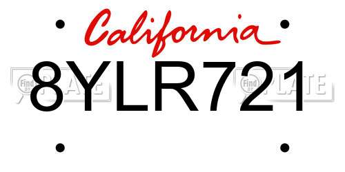 8YLR721 California License Plate