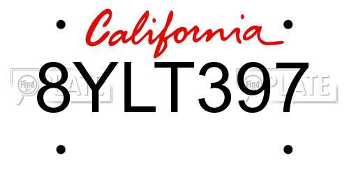 8YLT397 California License Plate