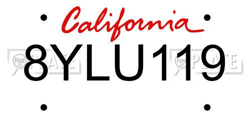 8YLU119 California License Plate