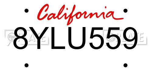 8YLU559 California License Plate