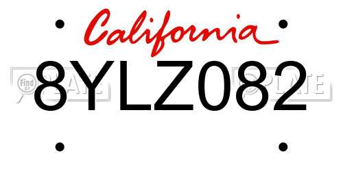 8YLZ082 California License Plate