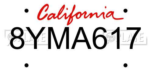 8YMA617 California License Plate