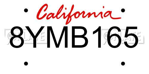 8YMB165 California License Plate