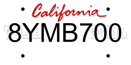 8YMB700 California License Plate
