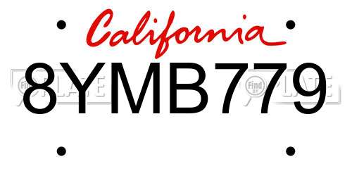 8YMB779 California License Plate