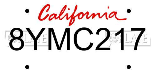 8YMC217 California License Plate