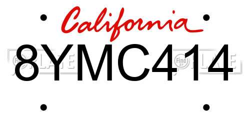 8YMC414 California License Plate