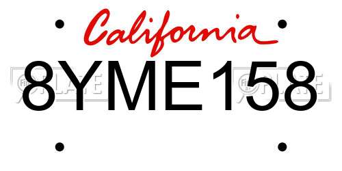 8YME158 California License Plate