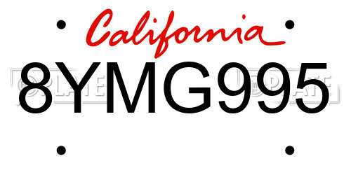8YMG995 California License Plate