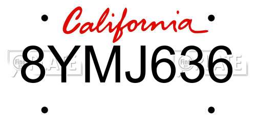 8YMJ636 California License Plate