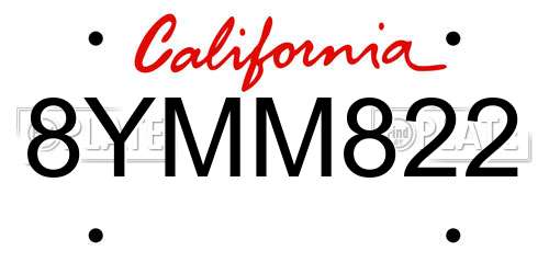 8YMM822 California License Plate