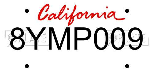 8YMP009 California License Plate