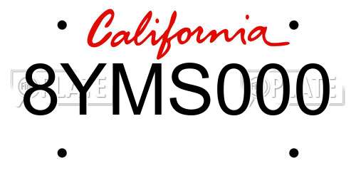 8YMS000 California License Plate