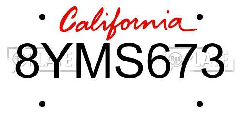 8YMS673 California License Plate