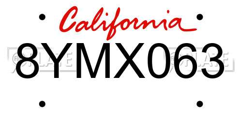 8YMX063 California License Plate