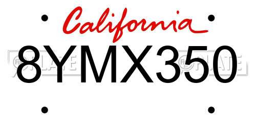 8YMX350 California License Plate