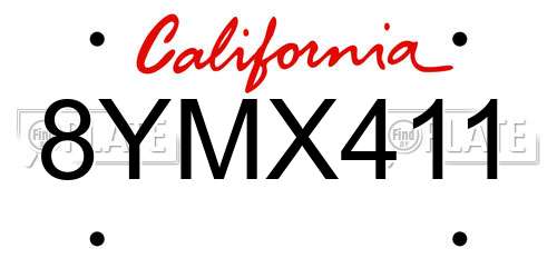8YMX411 California License Plate