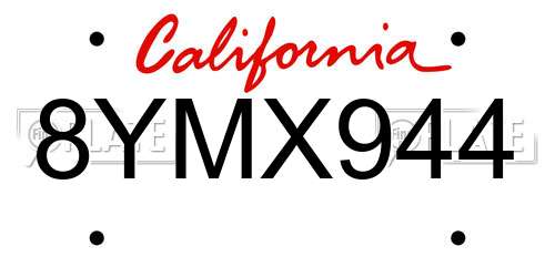 8YMX944 California License Plate