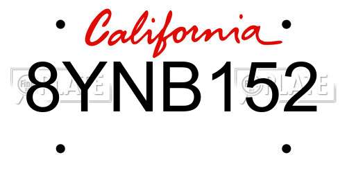 8YNB152 California License Plate