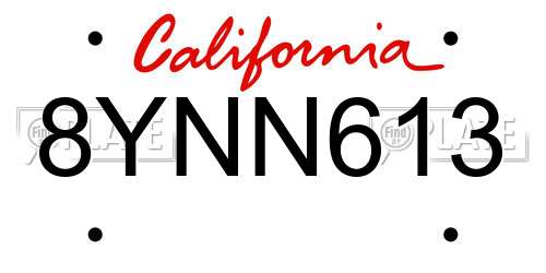8YNN613 California License Plate