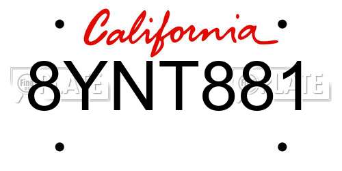 8YNT881 California License Plate