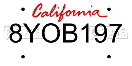 8YOB197 California License Plate