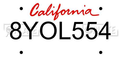 8YOL554 California License Plate