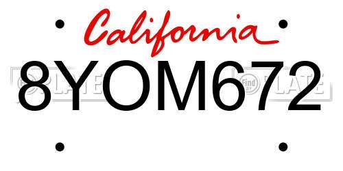 8YOM672 California License Plate