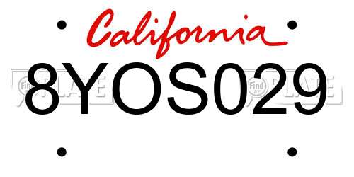 8YOS029 California License Plate