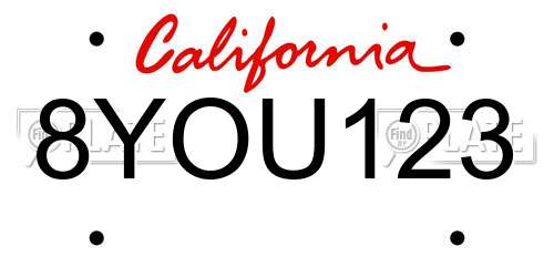 8YOU123 California License Plate