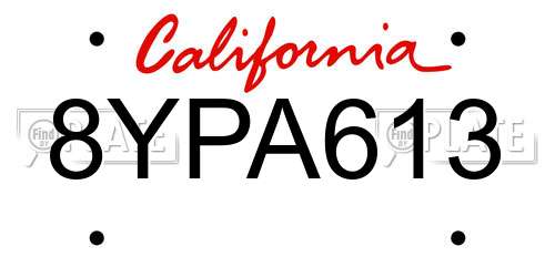 8YPA613 California License Plate