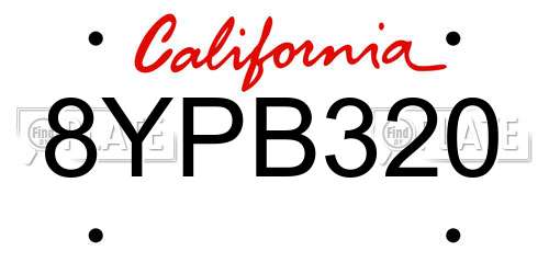8YPB320 California License Plate