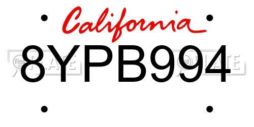 8YPB994 California License Plate