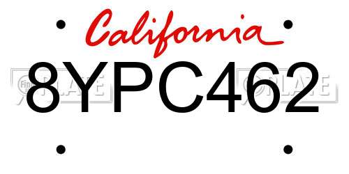 8YPC462 California License Plate