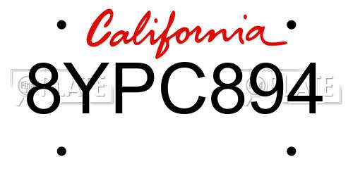 8YPC894 California License Plate