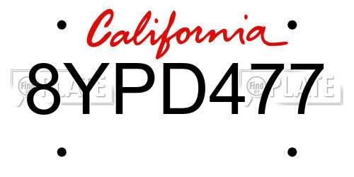 8YPD477 California License Plate