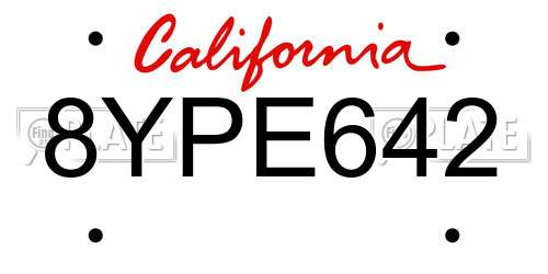 8YPE642 California License Plate