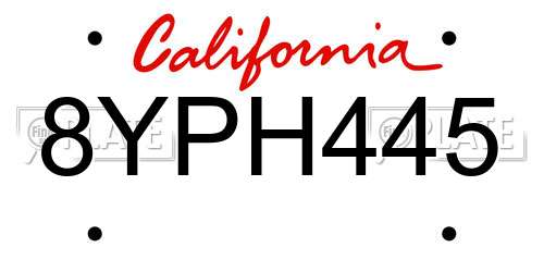 8YPH445 California License Plate