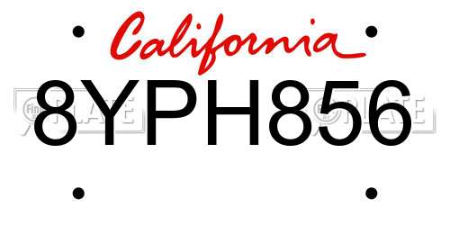 8YPH856 California License Plate