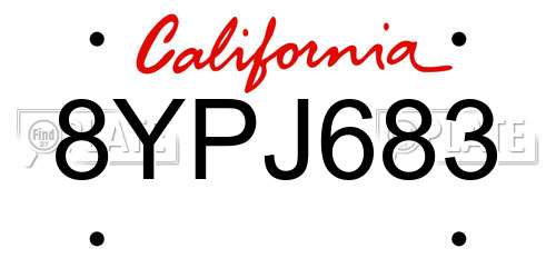 8YPJ683 California License Plate
