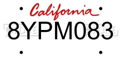 8YPM083 California License Plate