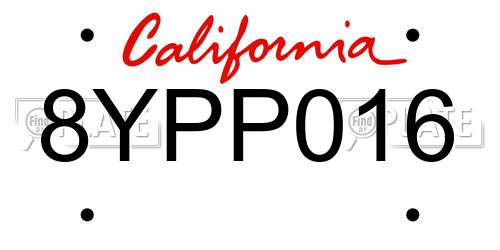8YPP016 California License Plate
