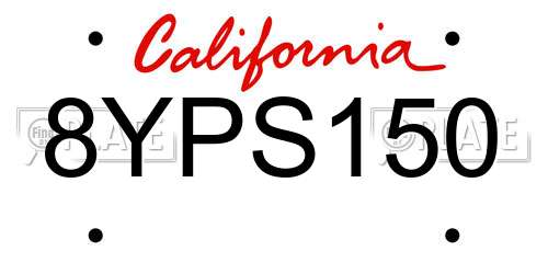 8YPS150 California License Plate