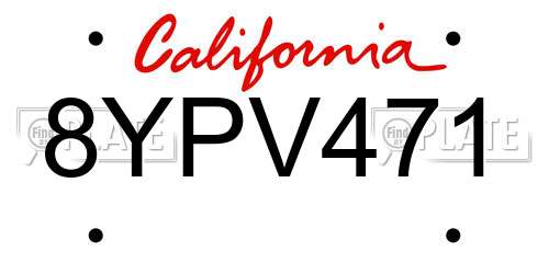 8YPV471 California License Plate