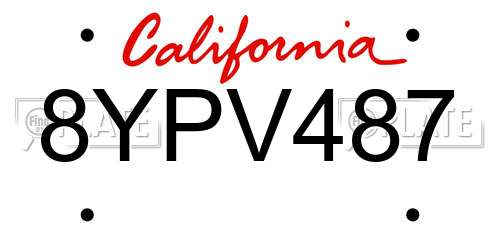 8YPV487 California License Plate