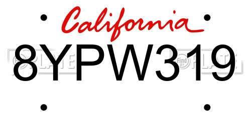 8YPW319 California License Plate