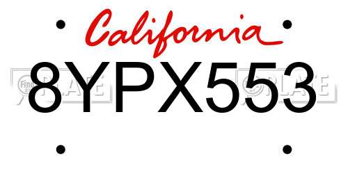 8YPX553 California License Plate