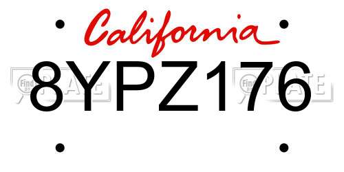 8YPZ176 California License Plate