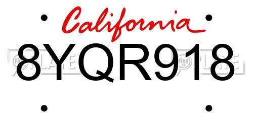 8YQR918 California License Plate