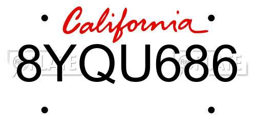 8YQU686 California License Plate
